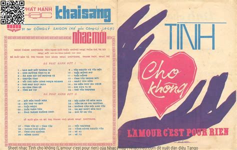 Sheet nhạc Tình cho không (L'amour c'est pour rien) PDF, Lời & hợp âm | Nhạc Nhẽo