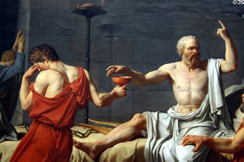 Detail of Death of Socrates by Jacques-Louis David at Metropolitan Museum of Art. New York, NY.