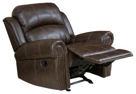 GDF Studio Harbor Brown Leather Glider Recliner Club Chair ...