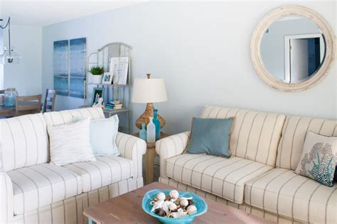 Beach Condo Living Room Decor - Before and Afters - The Lilypad Cottage