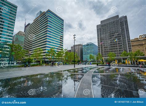 Fountains at Dilworth Park and Modern Building in the Center City of Philadelphia, Pennsylvania ...