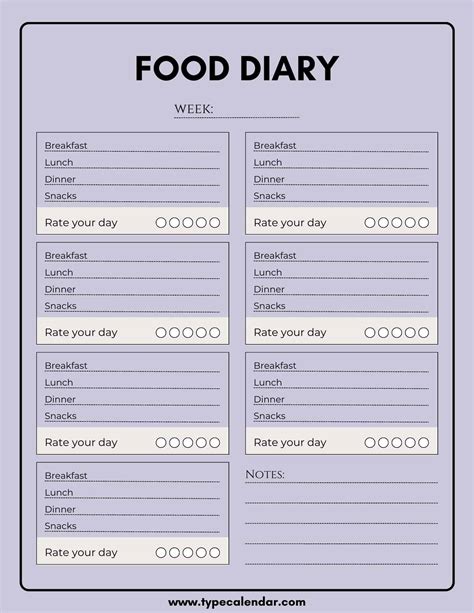 Free Printable Food Diary Templates [Word, Excel, PDF]