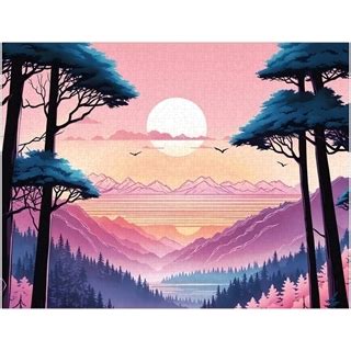 Pastel Mountain Sunset Jigsaw Puzzle