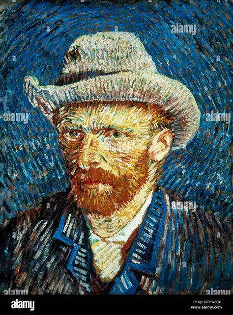 Vincent Van Gogh (1853-1890). Dutch Post-Impressionist painter. Self portrait with grey felt hat ...