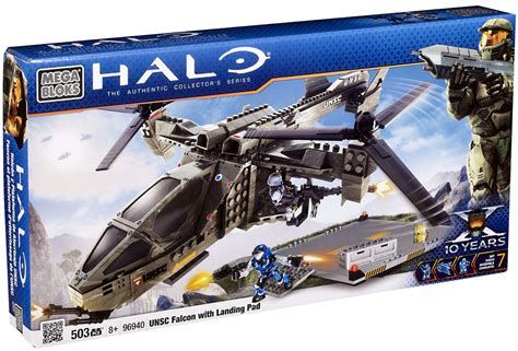 Mega Bloks Halo The Authentic Collectors Series UNSC Falcon with Landing Pad Set 96940 Damaged ...