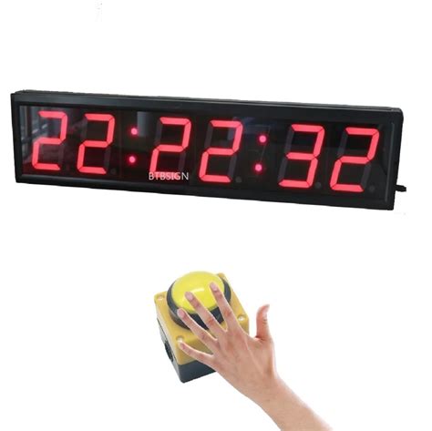 BTBSIGN Large LED Countdown Timer Stopwatch With Wired Big Button and ...