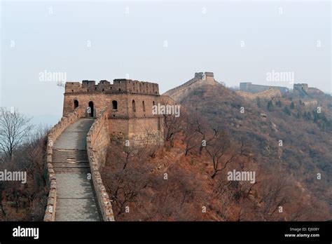 Great Wall closeup in the morning with sunrise and colorful sky in ...