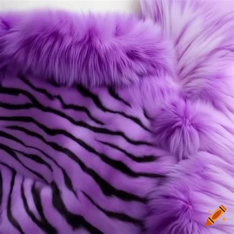 Luxurious white and purple zebra print fox fur blanket on Craiyon