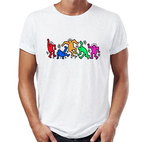 GILDAN Harajuku Male T shirts Keith Haring Dance Printed Graphic Tee ...