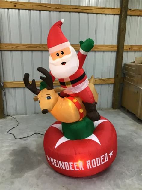 7FT GEMMY AIRBLOWN Inflatable Prototype Christmas Santa & Reindeer ...