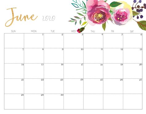 June Calendar Free