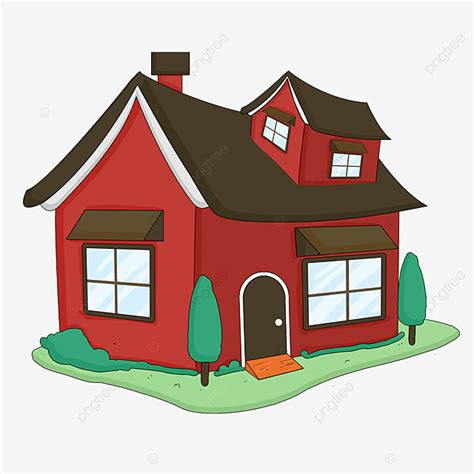 Rumah Clipart Kartun Gaya Bata Merah Dinding Atap Coklat Rumah Clipart, Clipart, Kamar, Clipart ...