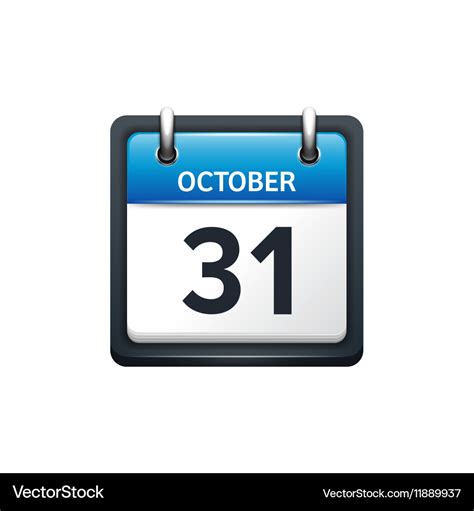 October 31 calendar icon flat Royalty Free Vector Image