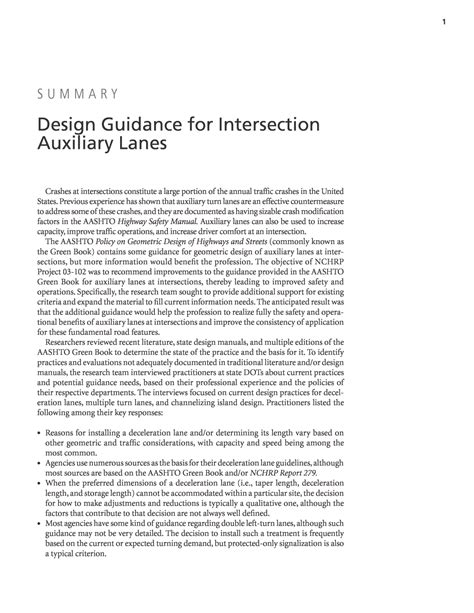 Summary | Design Guidance for Intersection Auxiliary Lanes | The ...