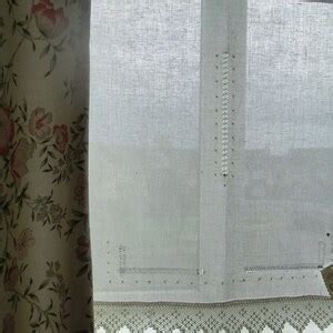 Irish Linen Curtains, Hemstitched Curtains With Crocheted Lace, Drawn Work Curtains - Etsy