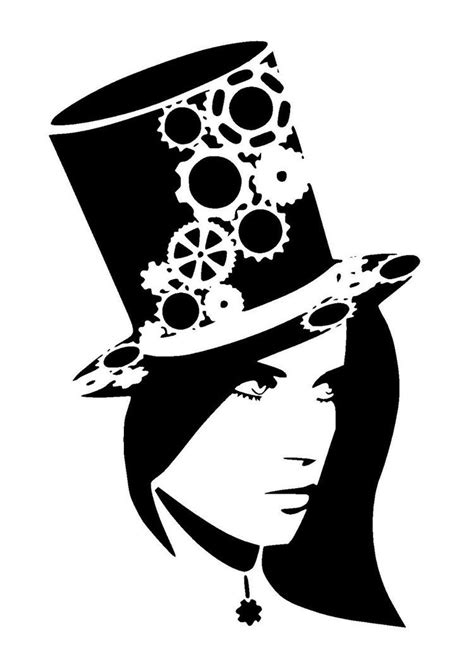6/6 steampunk woman in top hat stencil by LoveStencil on Etsy | Silhouette art, Steampunk woman ...