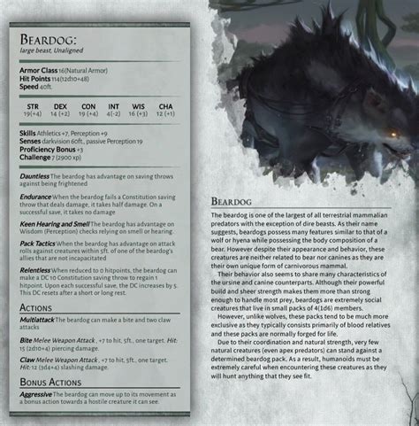 Dnd Stats, Dnd Stories, Dungeons And Dragons 5e, Dnd Monsters, Bear Dog ...