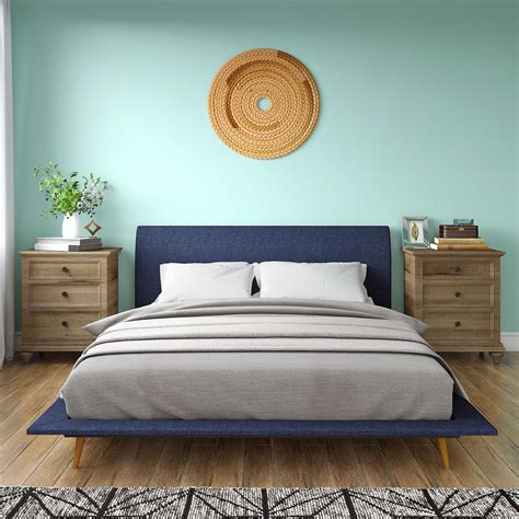 Better Homes and Gardens Flynn Mid Century Modern Queen Platform Bed, Blue - Walmart.com