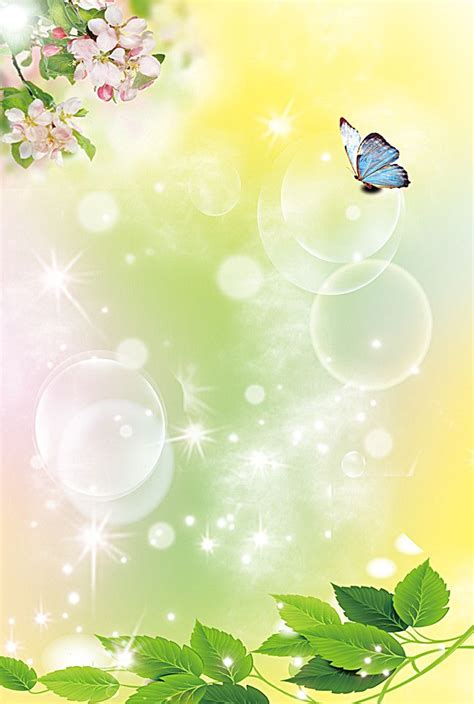 Fresh Green Natural Floral Background Butterfly Poster Wallpaper Image ...