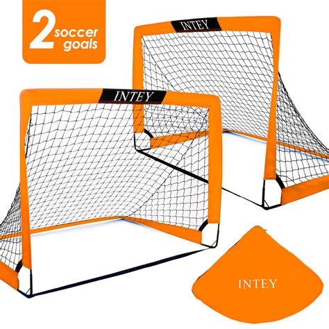 INTEY Portable Set of 2 Soccer Goals, 4x3ft Folding Soccer for Backyard Training for Kids and ...