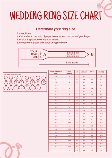 Wedding Ring Size Chart Template in Illustrator, PDF - Download ...