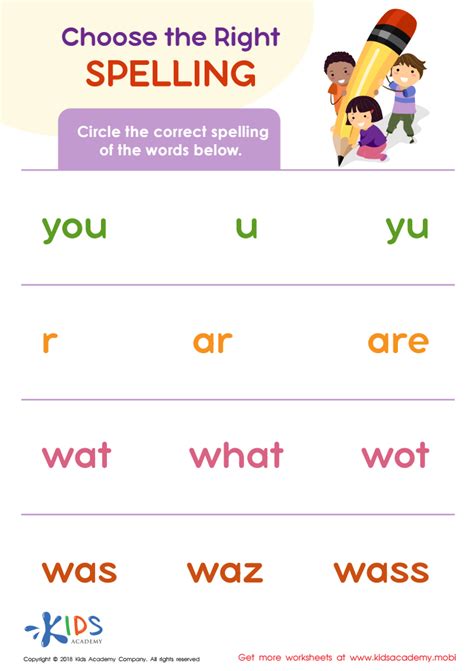 Choose The Correct Spelling Worksheet