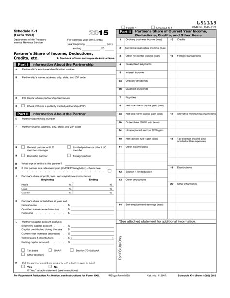 Form 1065 (Schedule K-1) - Partner's Share of Income, Deductions and ...