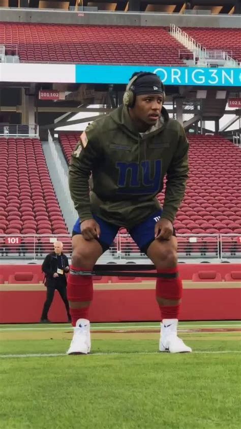 ESPN - Saquon Barkley warming up his legs