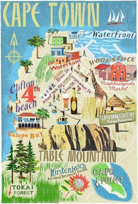 Four attractions on a map of Cape Town - Map of four attractions on a map of Cape Town (Western ...