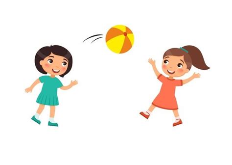 Two little cute girls play with a ball. ... | Free Vector #Freepik # ...