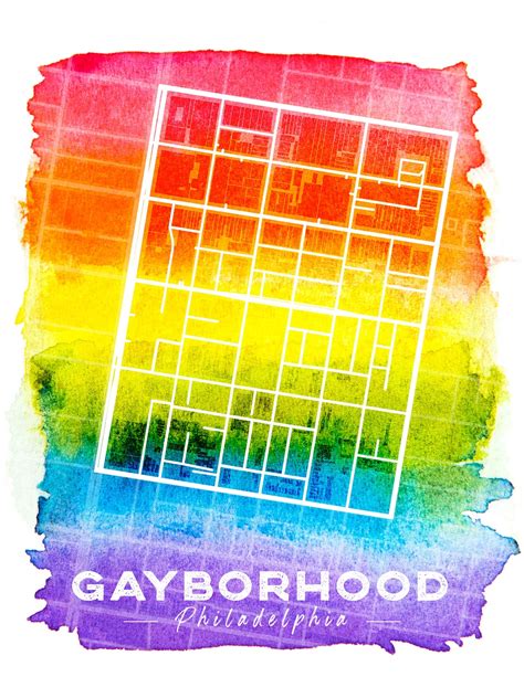 Gayborhood Philadelphia LGBTQ Map Poster Wall Art LGBTQ Gift Pride Flag ...