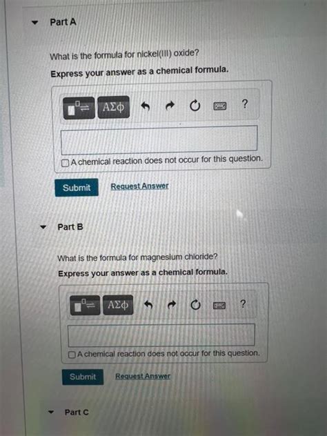 Solved Part A What is the formula for nickel(III) oxide? | Chegg.com