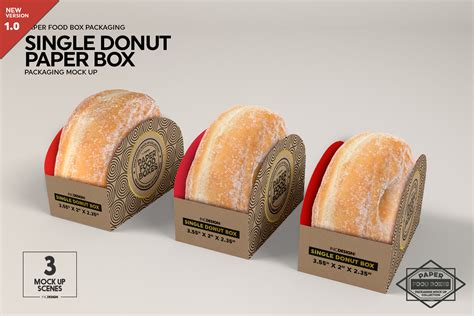 Single Donut Box Packaging Mockup