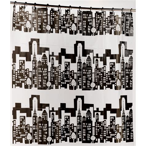 Cityscape PEVA Shower Curtain with Built-in Hooks Accessories