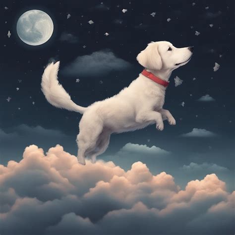 Premium AI Image | A Dog has ridden in the sky within the clouds at the ...