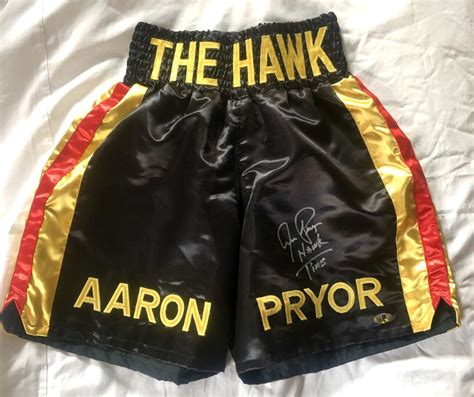 Aaron Pryor "The Hawk" Signed Authentic Autographed Custom Boxing Trun – iconsofboxing.com