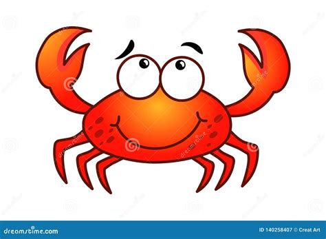 Cartoon Crab Vector.Crab Illustration.Cute Happy Crab Stock Vector - Illustration of food, life ...