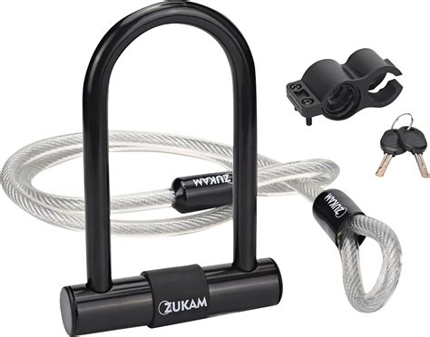 Amazon.com: ZUKAM Bike Lock Heavy Duty Bicycle U Lock with 4FT/1.2M ...