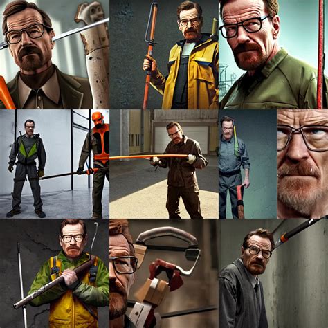 Bryan Cranston as Gordon Freeman, holding a crowbar, | Stable Diffusion | OpenArt