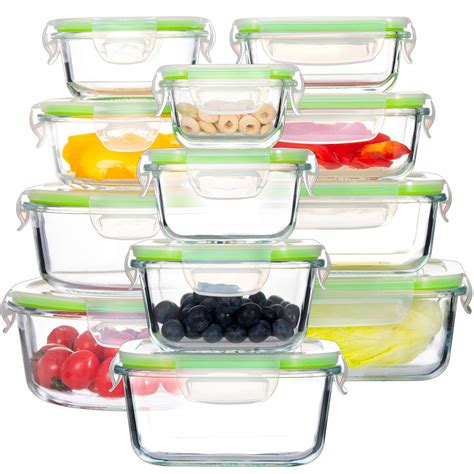 Buy Glass Food Storage Containers with Lids, [24 Piece] Airtight Glass ...