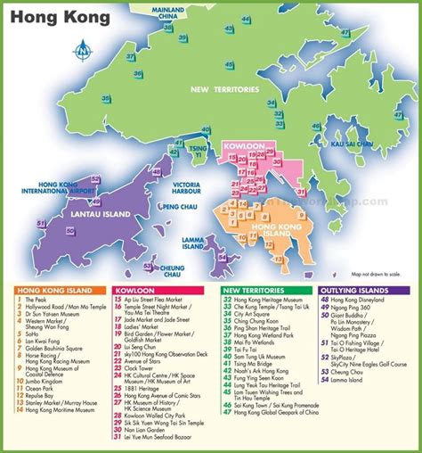 Map of Hong Kong with sightseeings | Hong kong travel guide, Hong kong ...