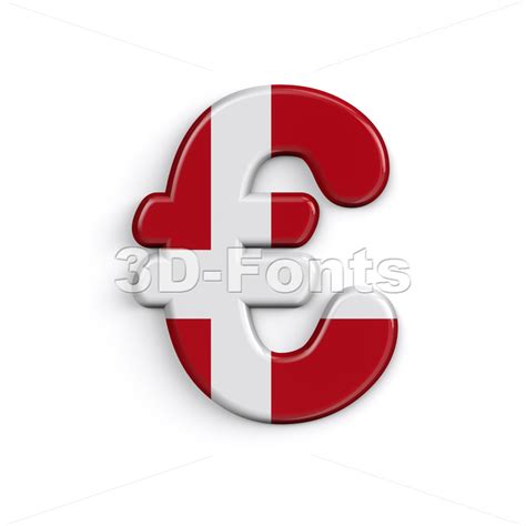 Denmark euro currency sign | 3d symbol on white background