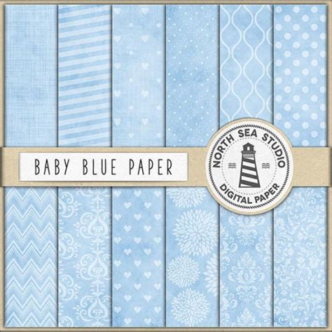 Baby Blue Scrapbooking Paper, Light Blue Digital Paper, Blue Printable ...