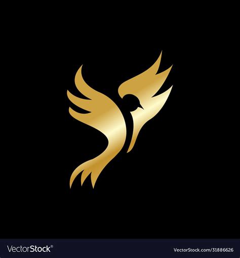 Golden bird in flight creative symbol concept logo vector image on VectorStock | Dove logo ...