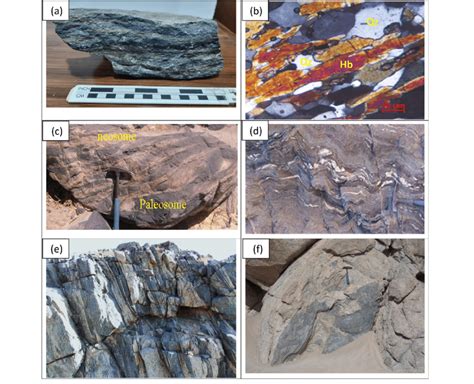 (a) hornblende schist, (b) Schistosity in hornblende schist, C.N., (c)... | Download Scientific ...