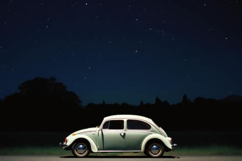 Premium AI Image | Retro car at night with starry sky and milky way