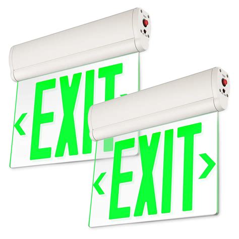 Buy Green LED Emergency Light Exit Sign with Battery Backup, UL Listed, AC120V/277V, Single ...