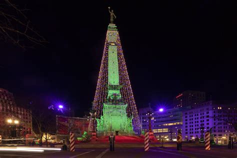 The "World's Largest Christmas Tree" In Indianapolis At Night