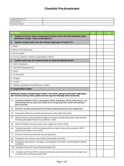 Pre Construction Checklist