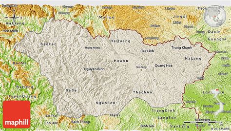 Shaded Relief 3D Map of Cao Bang, physical outside